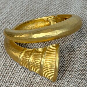 Gorgeous Vintage GIVENCHY Signed Bypass Modern Gold Statement Bracelet
